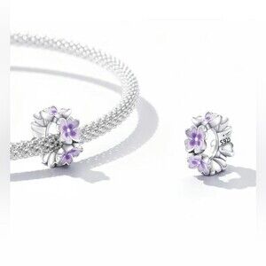 S925 Sterling Silver 925 Flower Bracelet Charm